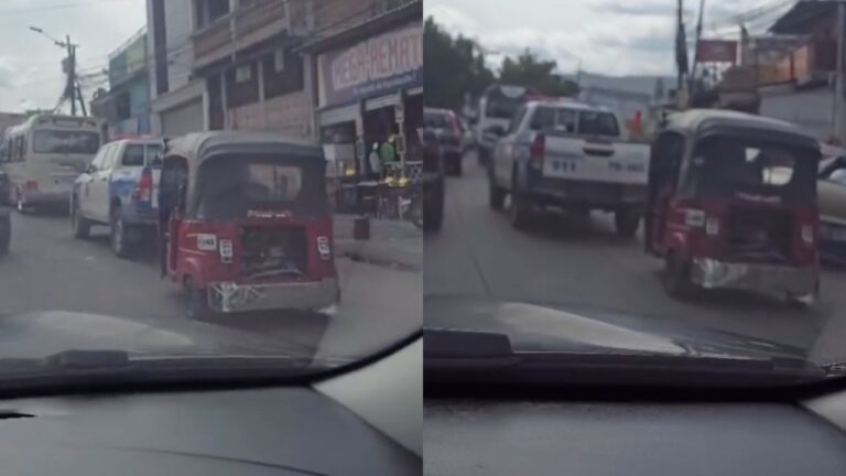Video muestra a un presunto menor conduciendo mototaxi junto a una patrulla en Comayagüela