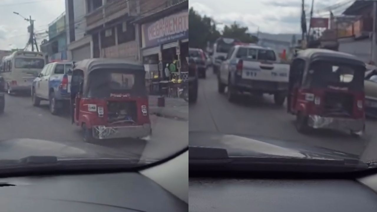 Video muestra a un presunto menor conduciendo mototaxi junto a una patrulla en Comayagüela